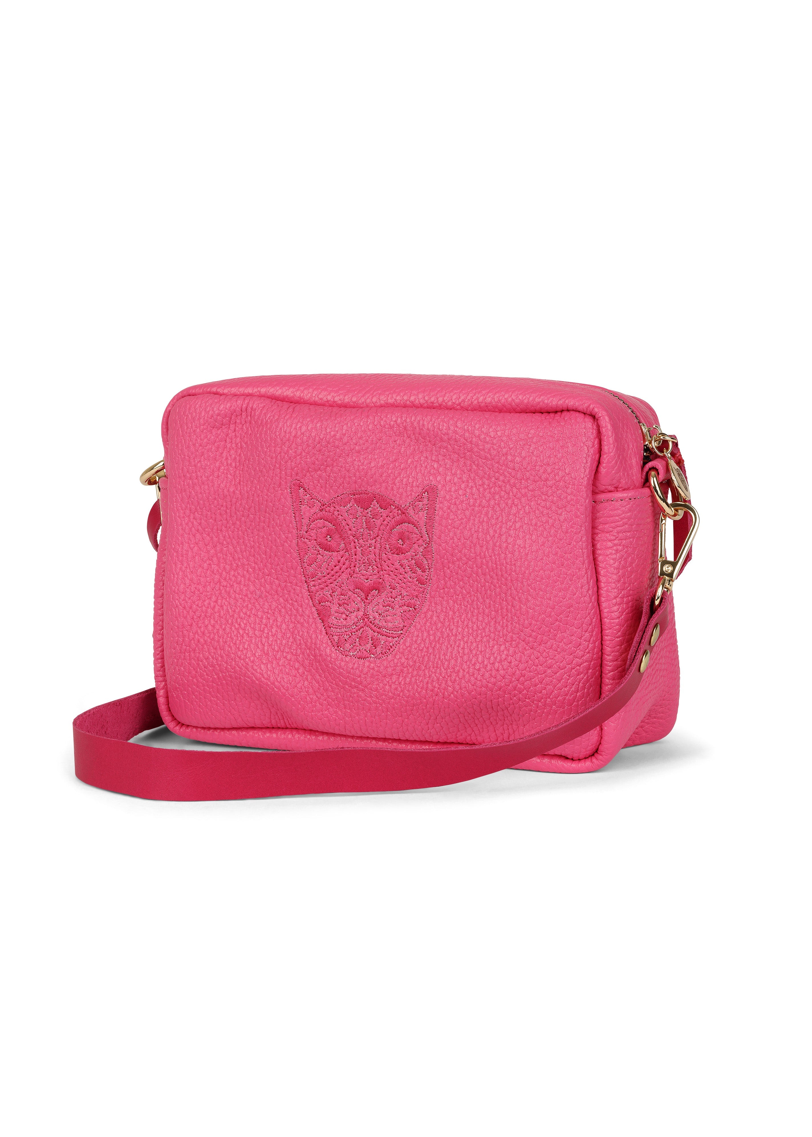 LOLA Y TULA Jaguar Lucia Crossbody Hot Pink — lifestyle context