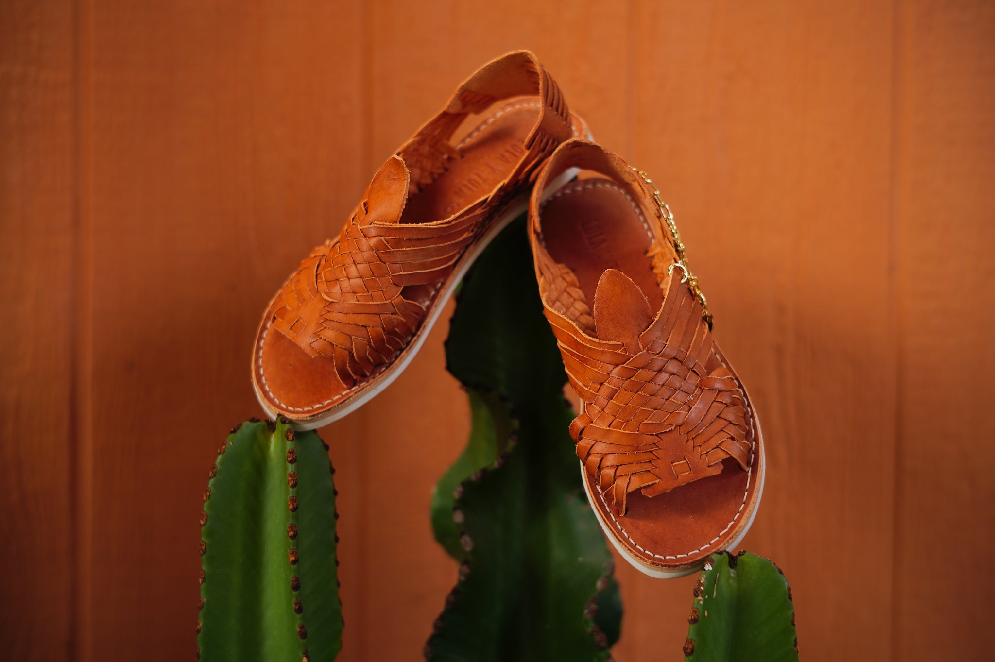 LOLA Y TULA Camel Leather Pachuco Huarache — alternative angle