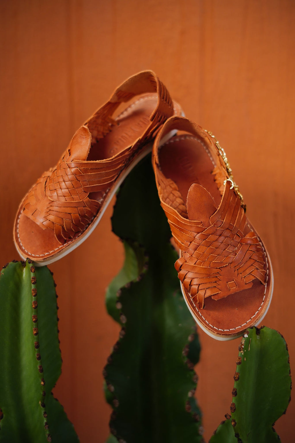 LOLA Y TULA Camel Leather Pachuco Huarache — main product shot