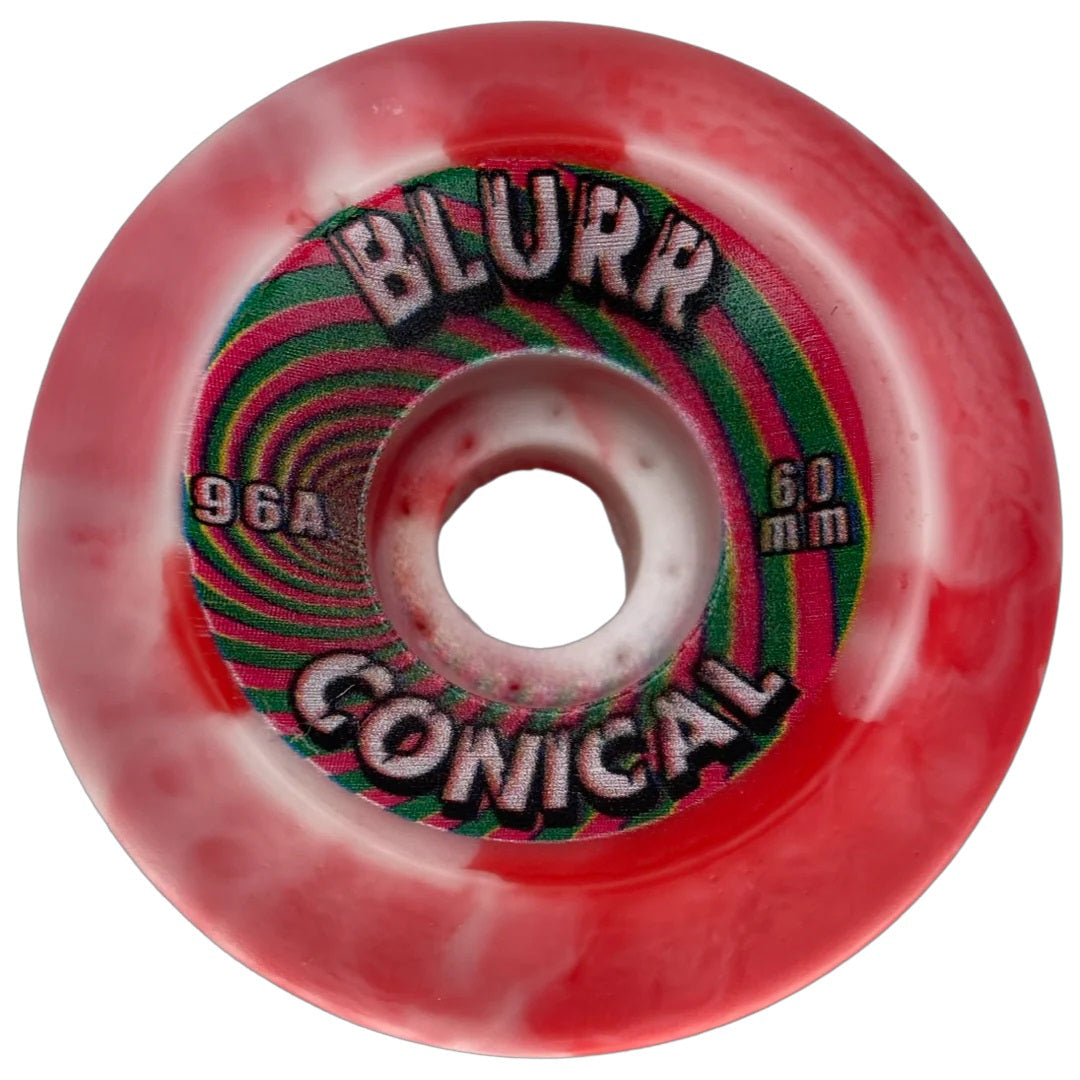 Blurr Conical Re-issue Wheels 60mm 96a - Red/White Swirls (Set of 4) by Skates USA