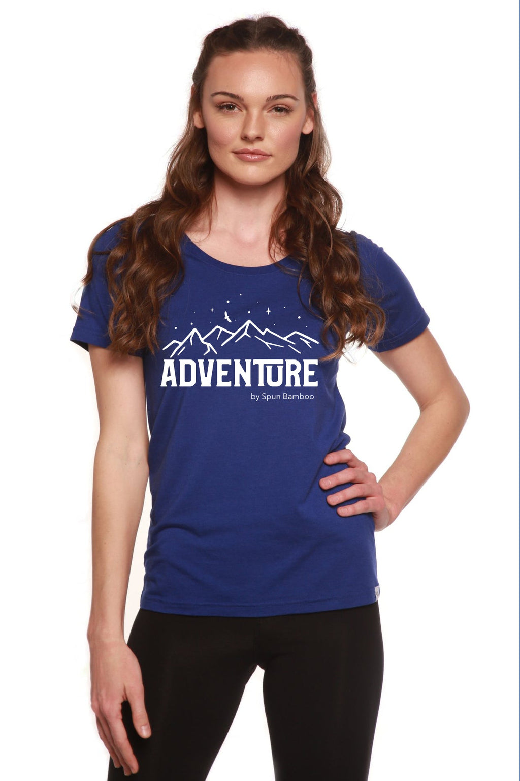 Spun Bamboo Adventure Printed Women's Bamboo/Cotton Short Sleeve Scoop Neck T-Shirt — lifestyle context