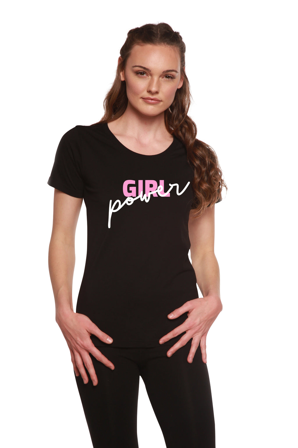 Spun Bamboo Girl Power Printed Women's Bamboo/Cotton Short Sleeve Scoop Neck T-Shirt — lifestyle context