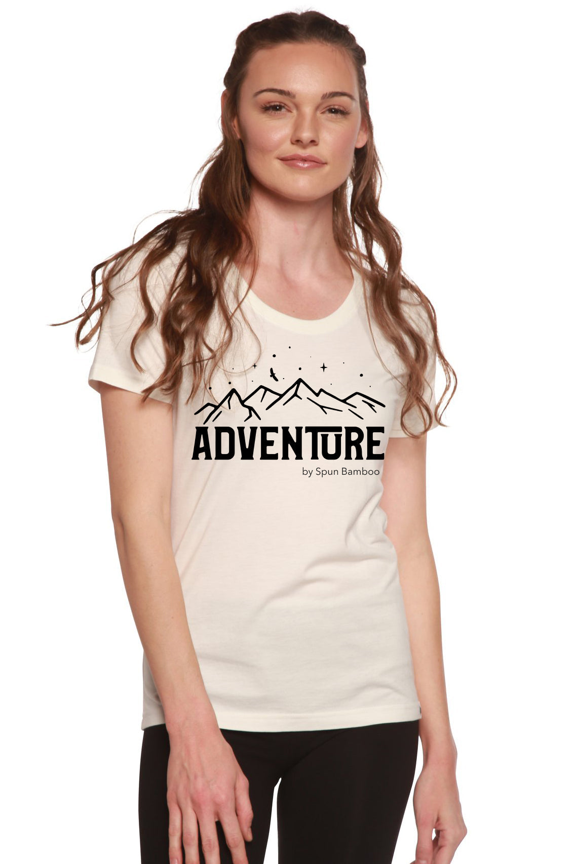 Spun Bamboo Adventure Printed Women's Bamboo/Cotton Short Sleeve Scoop Neck T-Shirt — side view