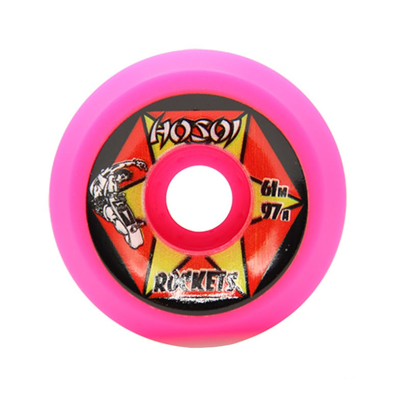 Hosoi Rockets Wheels 61mm 97a - Pink (Set of 4) by Skates USA