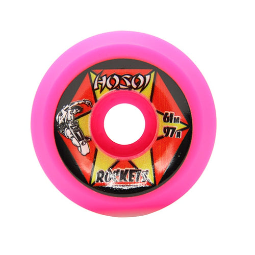Hosoi Rockets Wheels 61mm 97a - Pink (Set of 4) by Skates USA