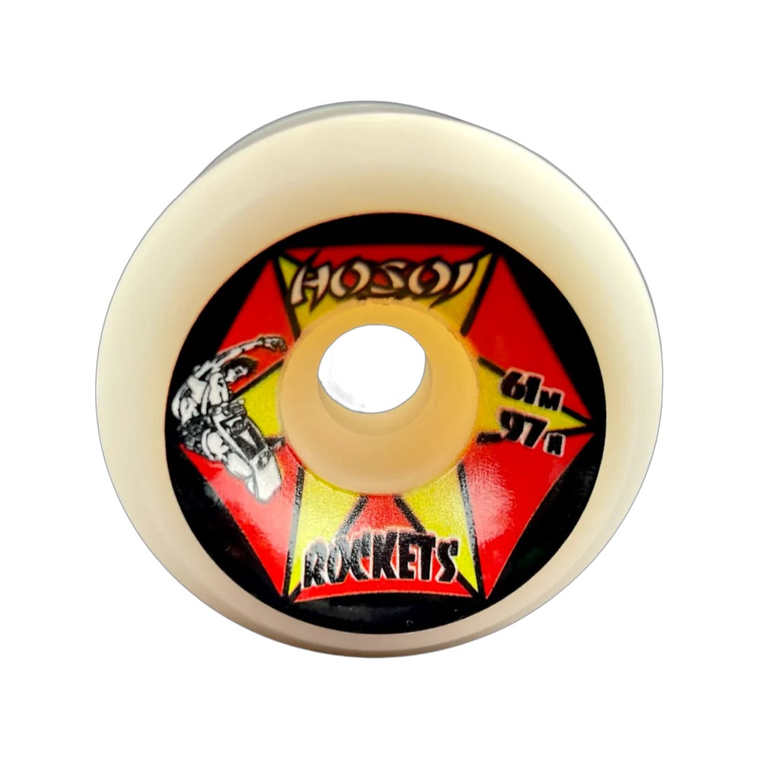 Hosoi Rockets Wheels 61mm 97a - White by Skates USA