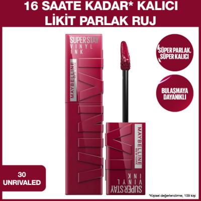 Maybelline Super Stay Vinyl Ink: 16HR Glossy Liquid Lipstick - Unrivaled Shine, Transfer-Proof Color, Non-Sticky, Long Lasting Formula