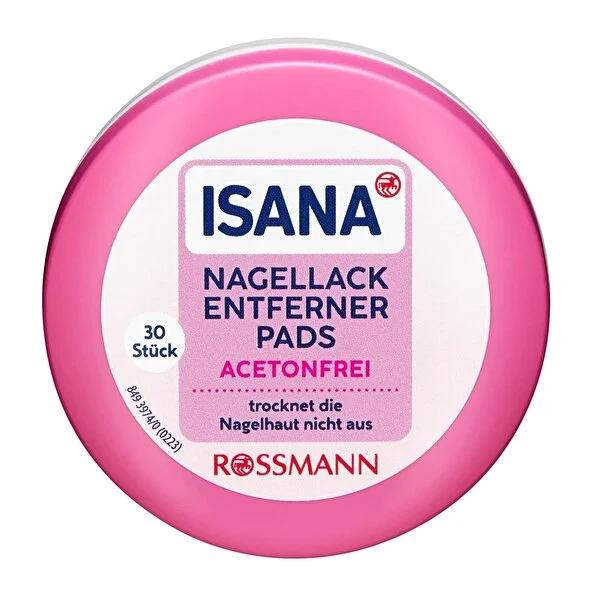 Isana Acetone-Free Nail Polish Remover Pads - 30 Count, Gentle on Nails and Skin