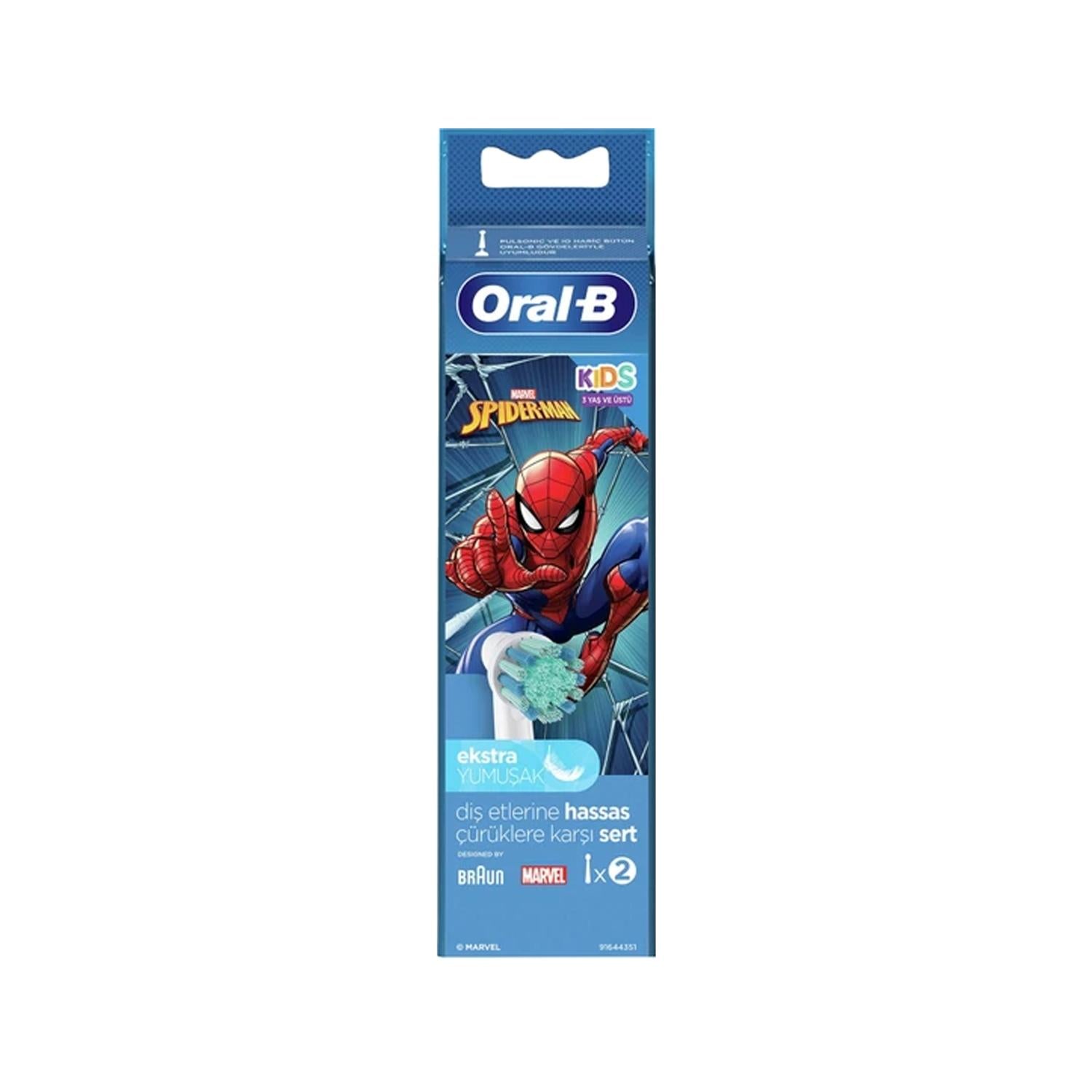 Oral-B Spiderman Toothbrush Replacement Heads for Kids - 2 Pack, Compatible with Oral-B Electric Toothbrushes