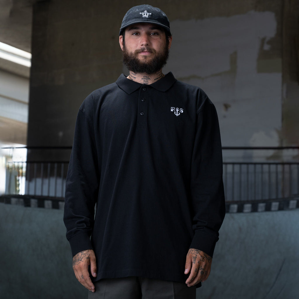 Dickies Ronnie Sandoval Long Sleeve Polo - Black by Skates USA