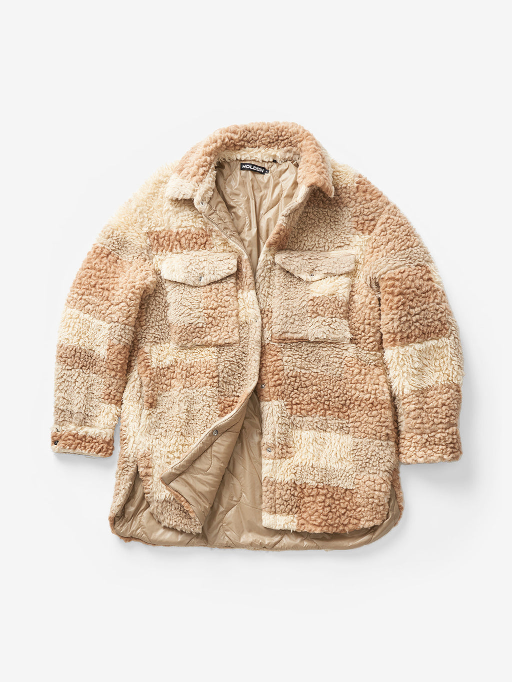 Padded Wool Sherpa Shirt Jacket - Natural Mix — view 5