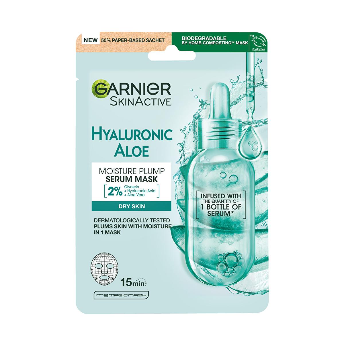 Garnier Hyaluronic Acid Face Mask with Aloe Vera - Hydrating Sheet Mask for Dry Skin, 32g