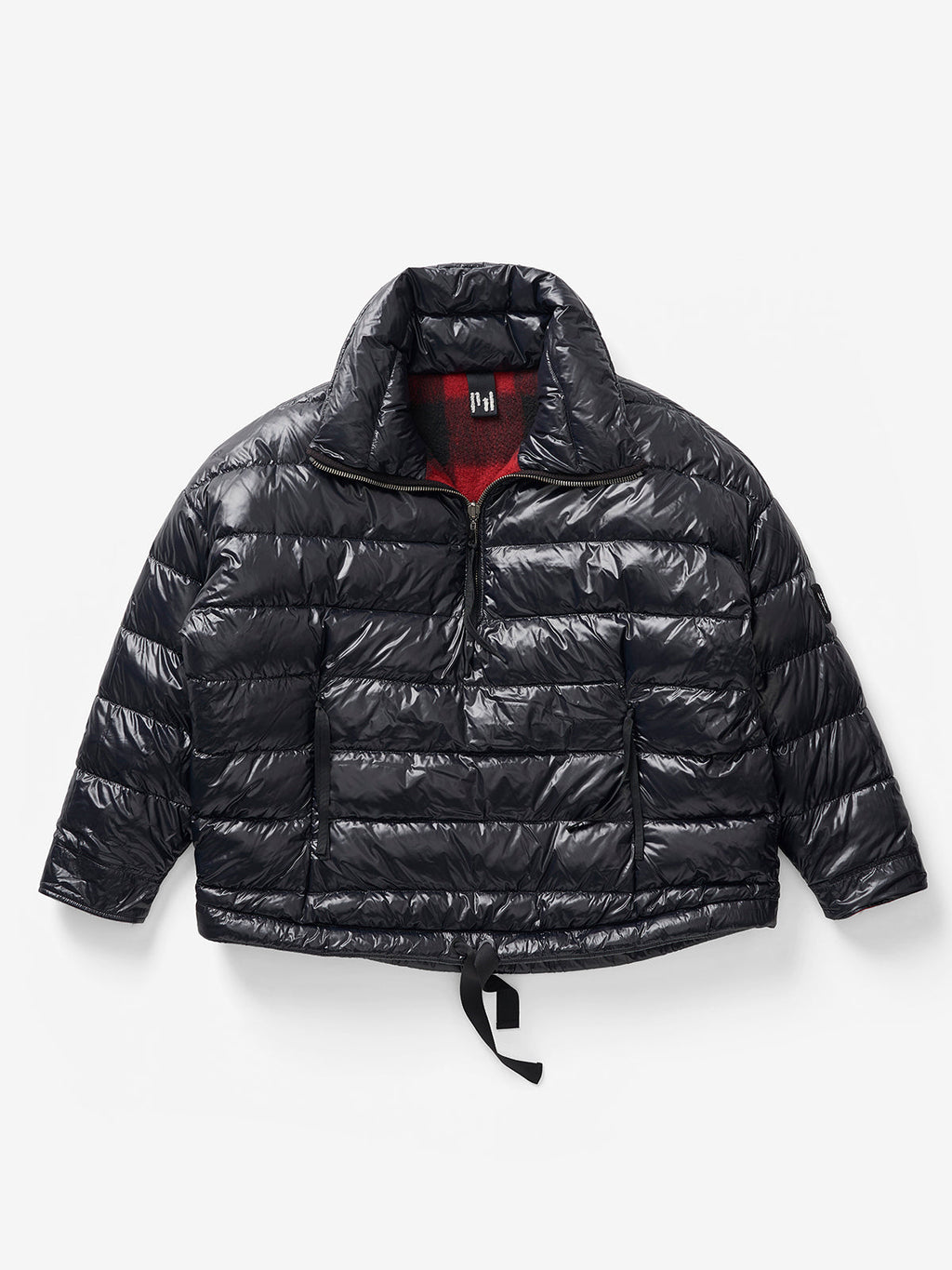 Holden Outerwear Reversible Wool Half Zip Puffer - Black Plaid — alternative angle