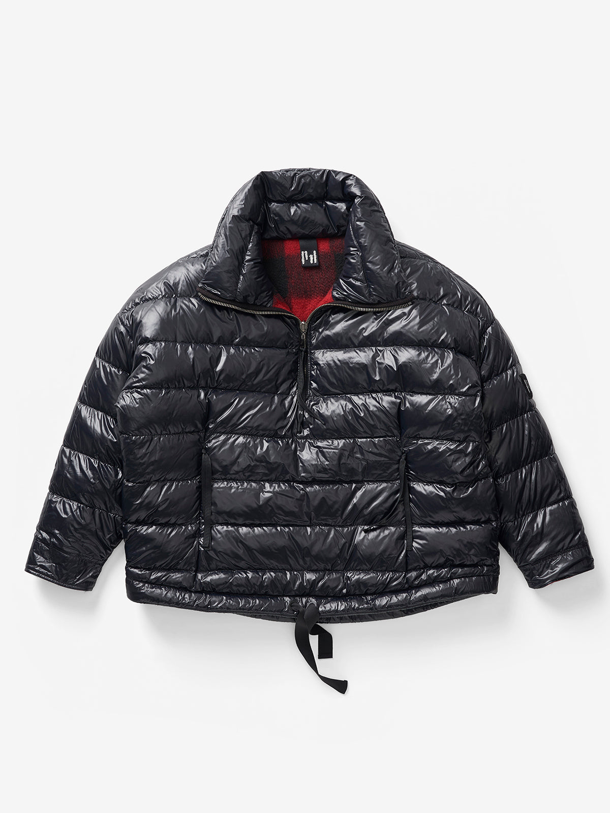 Holden Outerwear Reversible Wool Half Zip Puffer - Black Plaid — alternative angle