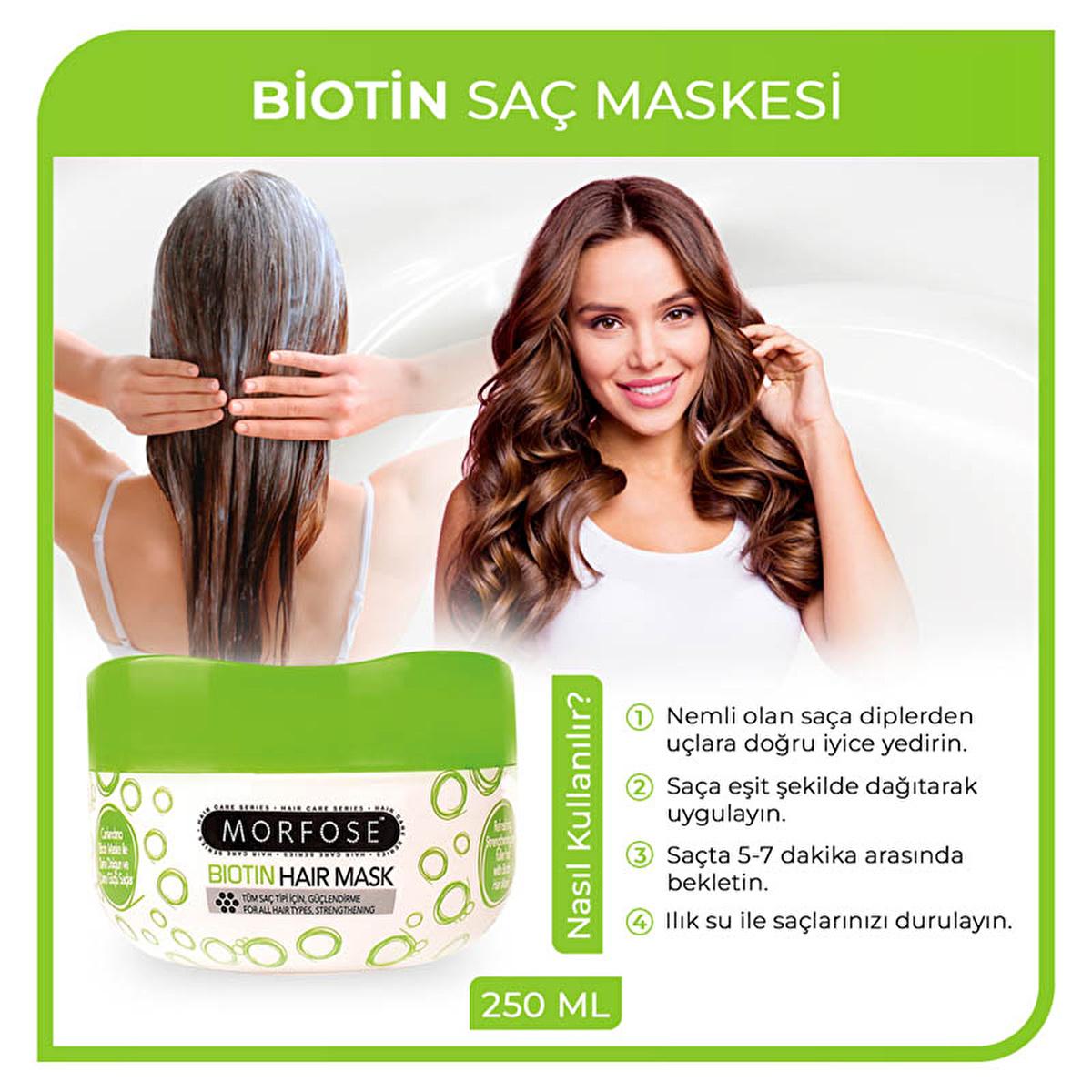 Morfose Biotin Hair Mask: Nourishing Treatment for Hair Growth, Volume & Damage Repair - 250ml / 8.45 fl oz