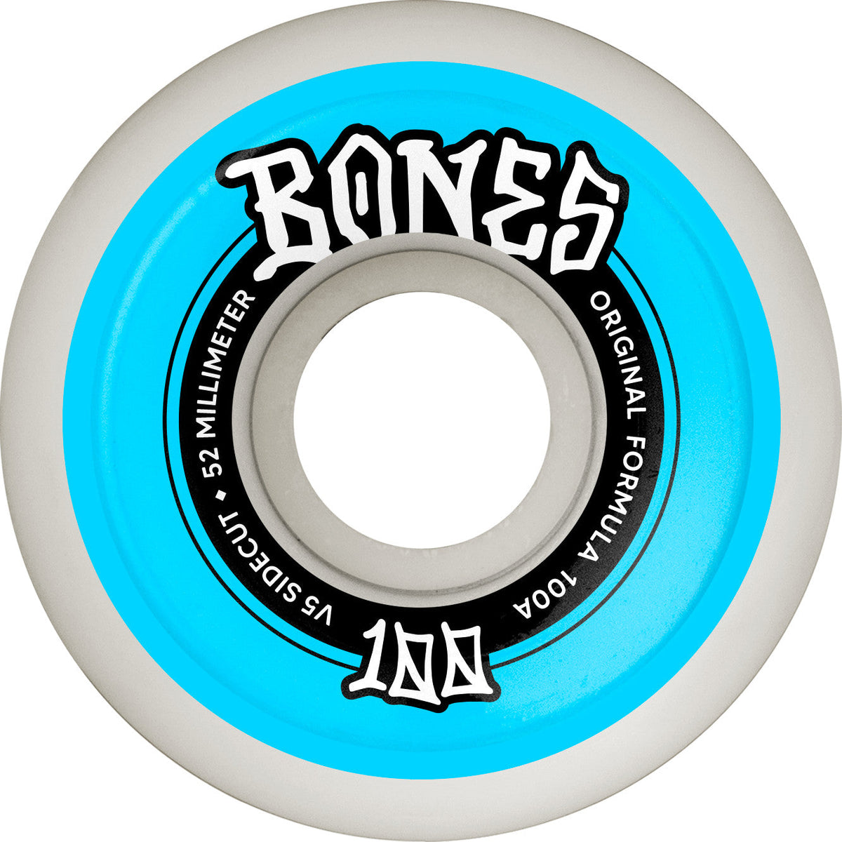 Bones OG 100's Original Formula V5 Sidecut 52mm 100a Wheels - White (Set of 4) by Skates USA