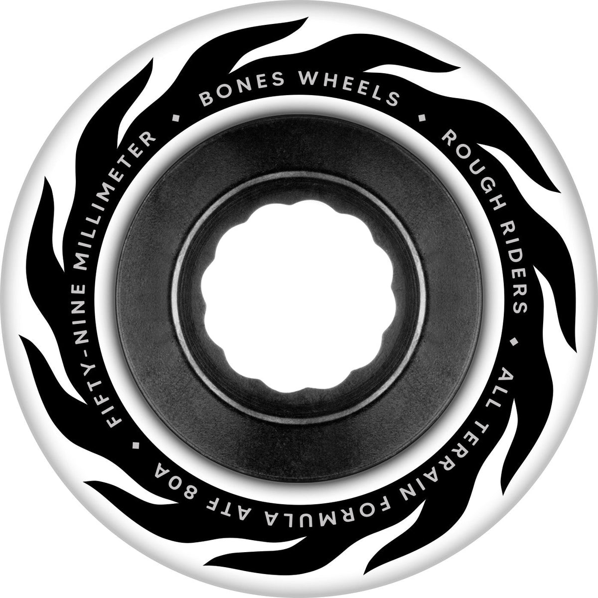 Bones ATF Rough Rider Eternal Flame 59mm 80a Wheels - White (Set of 4) by Skates USA