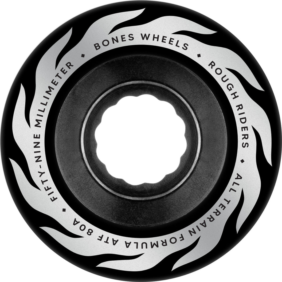 Bones ATF Rough Rider Eternal Flame 59mm 80a Wheels - Black (Set of 4) by Skates USA