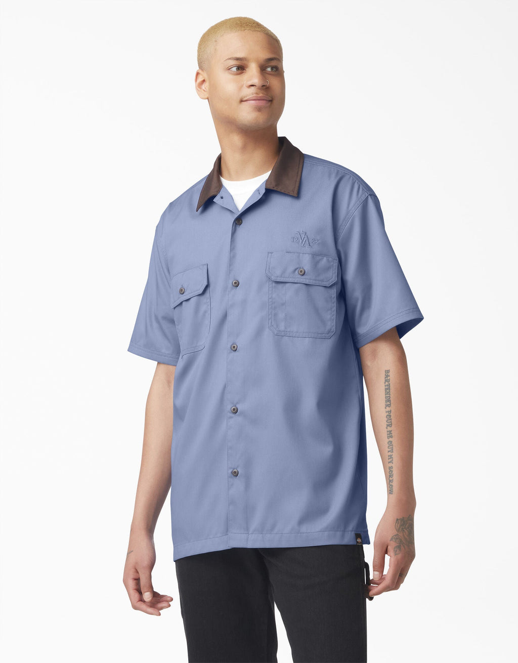 Dickies Vincent Alvarez Block Collar Work Shirt - Gulf Blue by Skates USA
