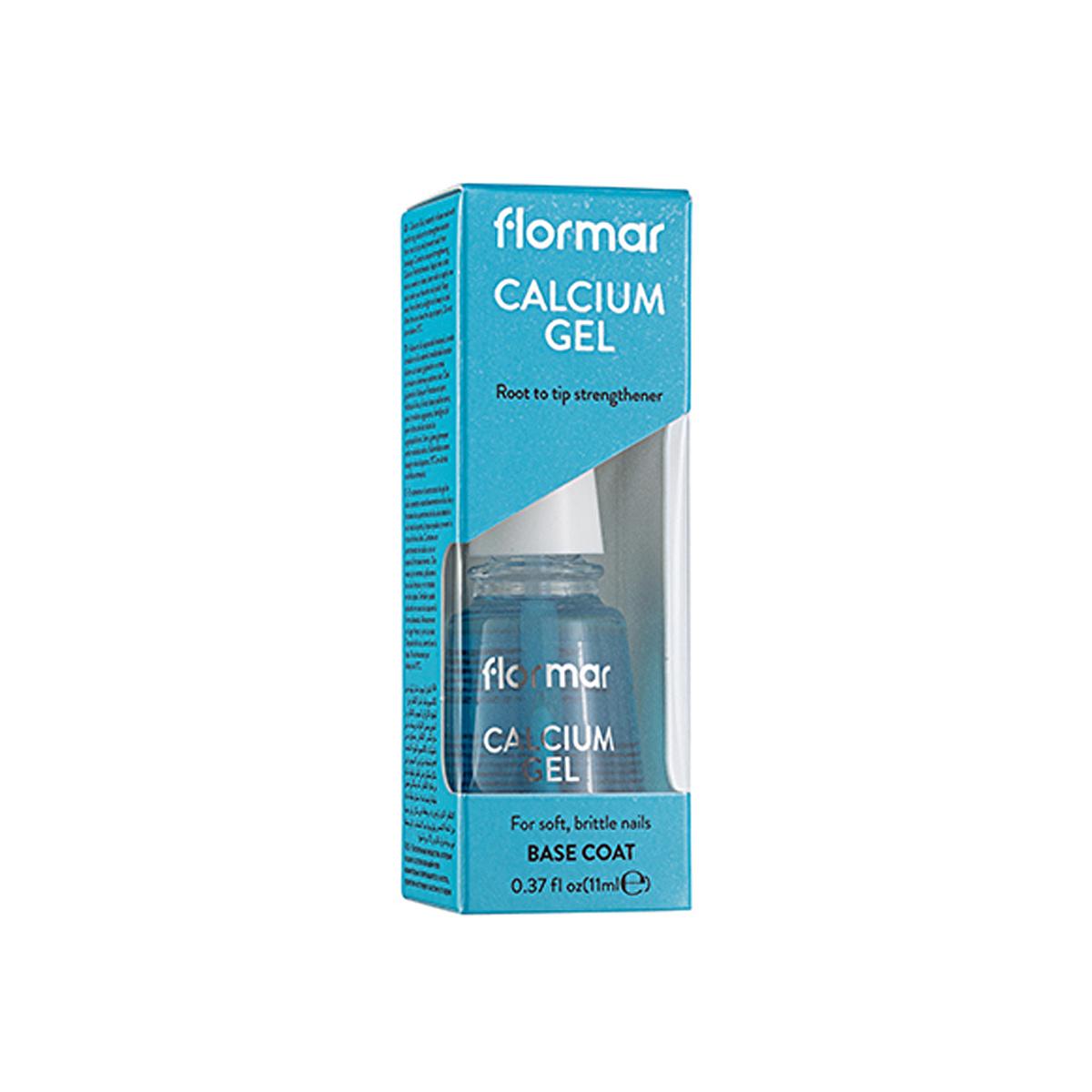 Flormar Calcium Gel Nail Strengthening Base Coat & Nail Polish - Nourishing, Glossy Finish, Nail Care for Weak Brittle Nails