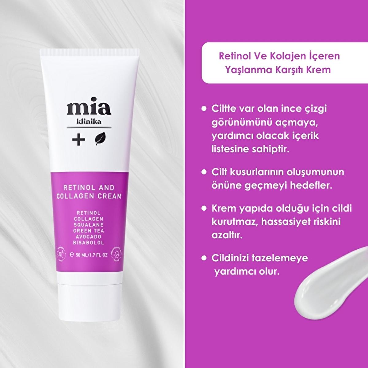 Mia Klinika Anti-Aging Cream with Retinol and Collagen - Reduces Wrinkles, Improves Skin Elasticity - 1.69 fl oz