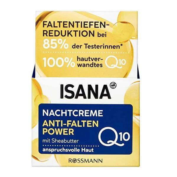 Isana Q10 Anti-Wrinkle Night Cream: Reduce Wrinkles & Improve Skin Elasticity - Macadamia & Shea Butter, Dermatologically Tested, Microplastic-Free, 1.69 Fl Oz