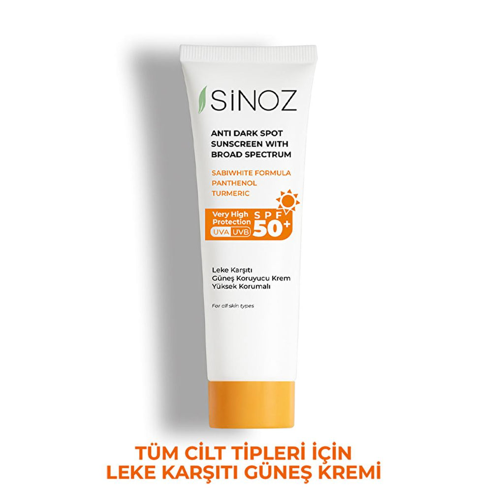 Sinoz SPF 50+ Anti-Spot Facial Sunscreen: Broad Spectrum Protection, Non-Greasy, Moisturizing - Perfect for All Skin Types, Prevents Sun Damage