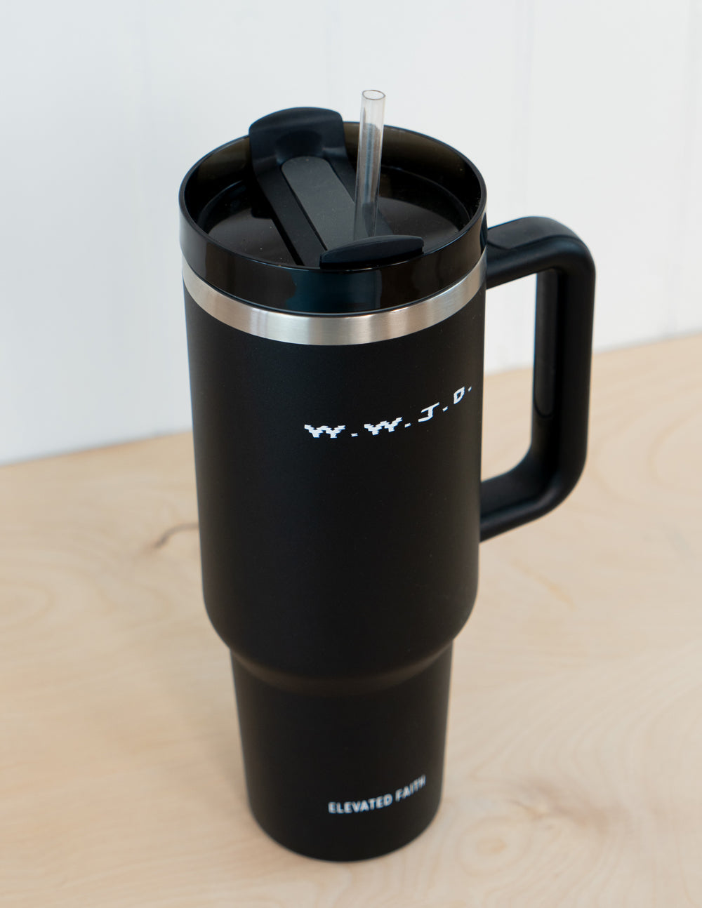Elevated Faith WWJD 40 oz Tumbler — lifestyle context