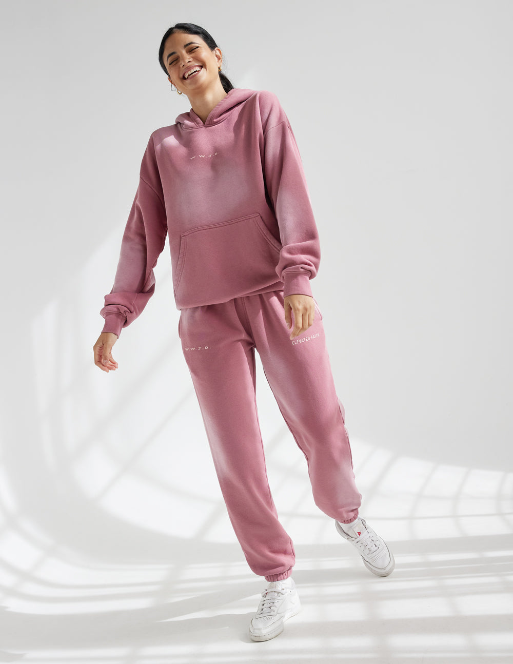 Elevated Faith WWJD Pink Unisex Sweatpant — lifestyle worn / used context