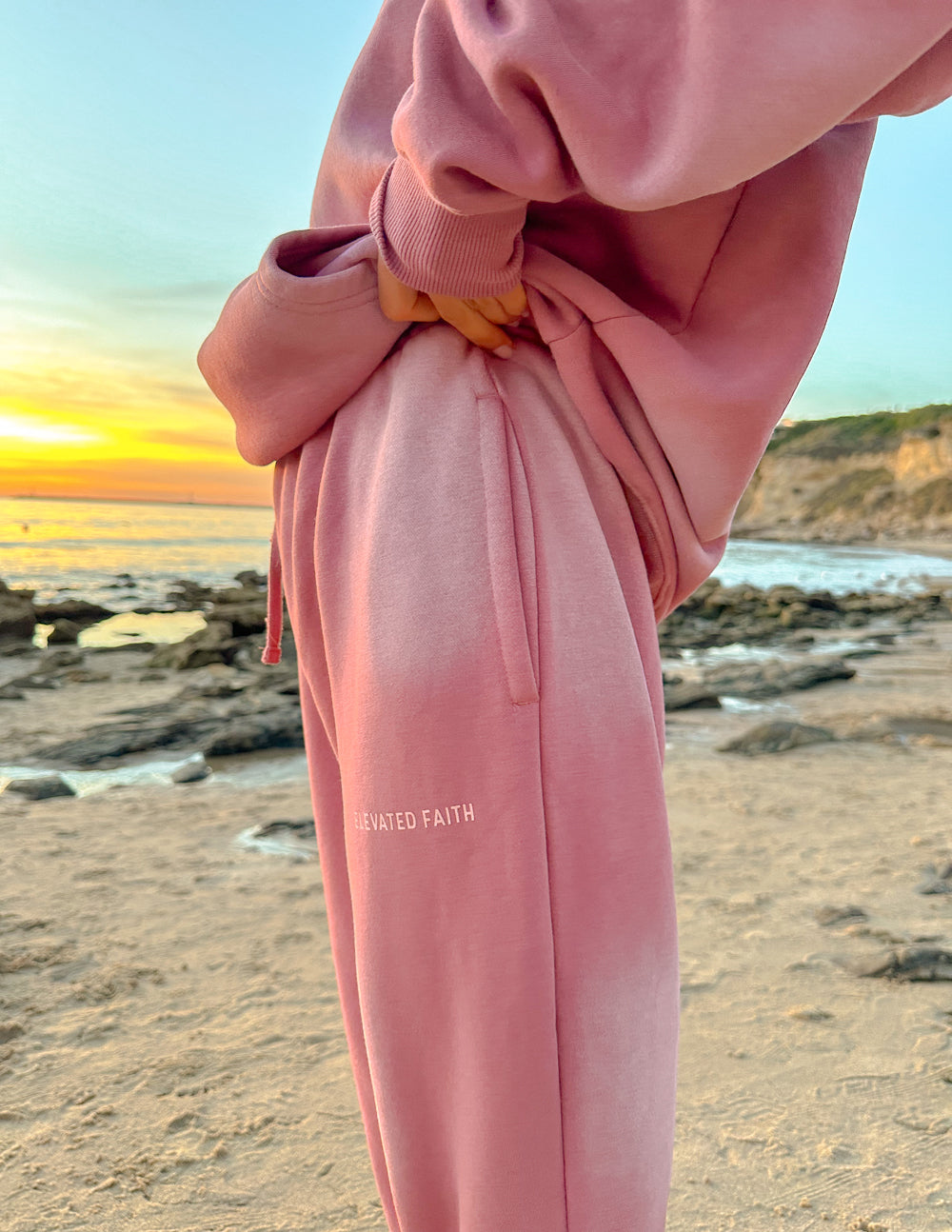 Elevated Faith WWJD Pink Unisex Sweatpant — Pink detail