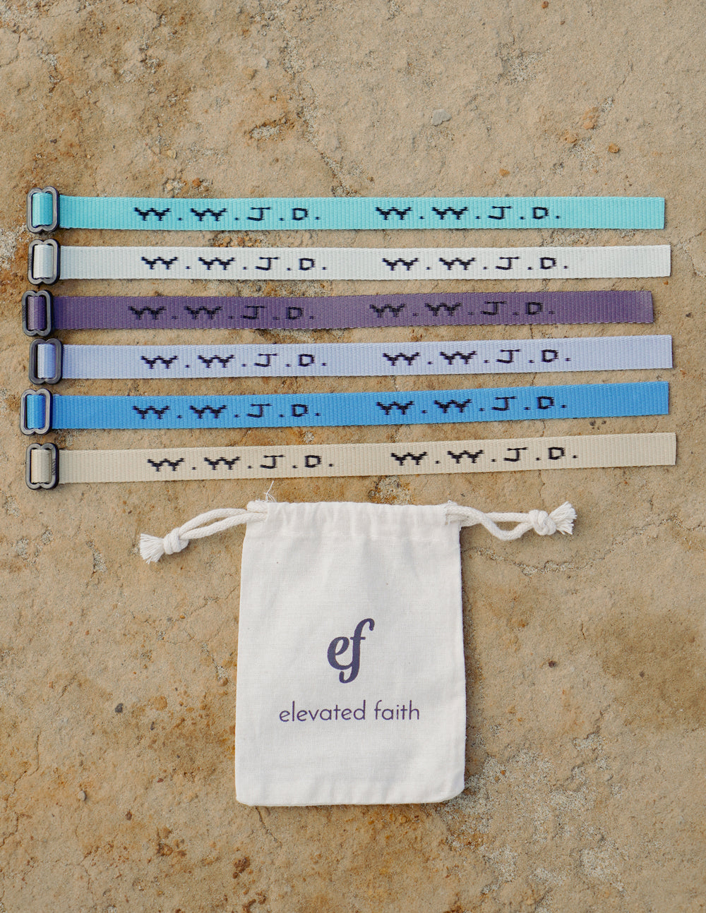 Elevated Faith WWJD Surf Bracelet Pack — main product shot