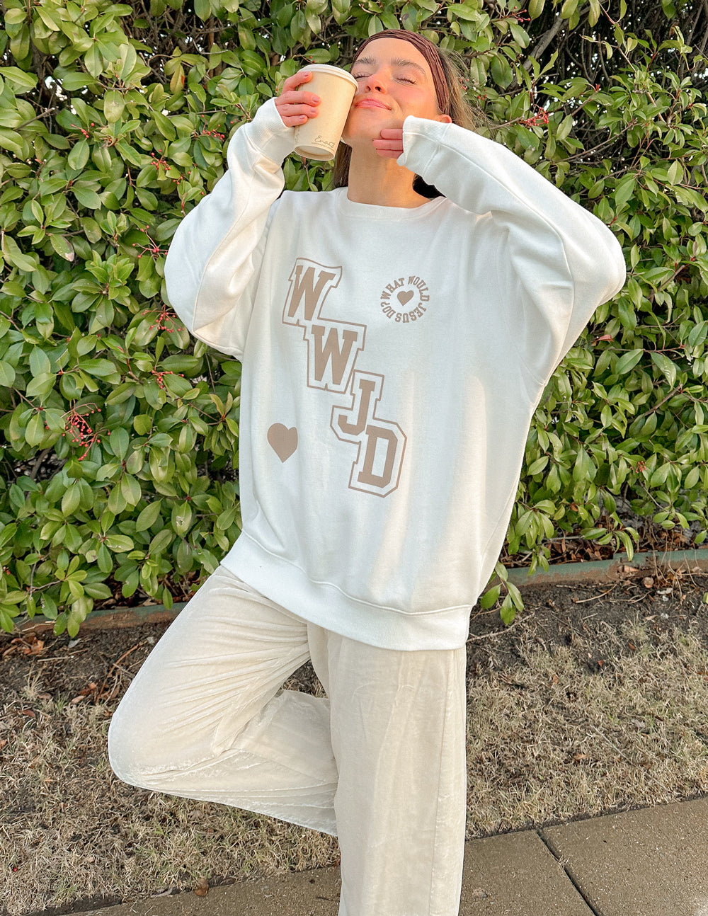 Elevated Faith WWJD Varsity Unisex Crewneck — crewneck category context