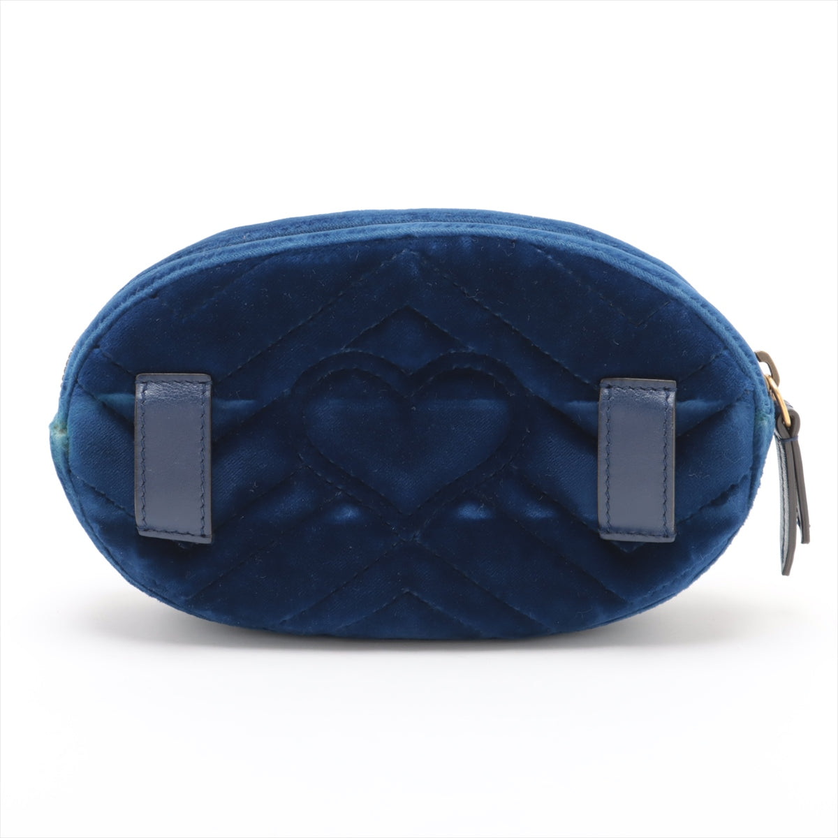 Bolt Boutique Gucci GG Marmont Velvet &amp; Leather Waist Bag Blue 476434  #2614 — detail close-up
