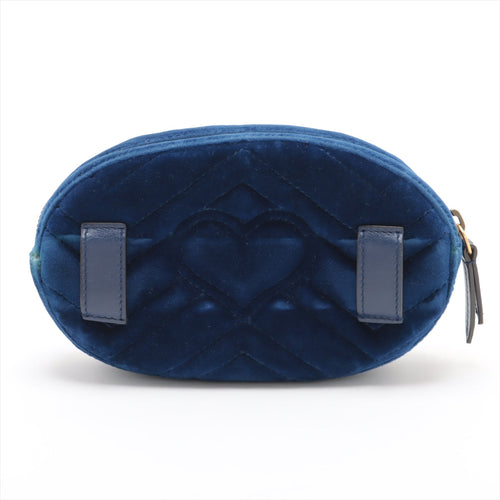 Bolt Boutique Gucci GG Marmont Velvet &amp; Leather Waist Bag Blue 476434  #2614 — detail close-up