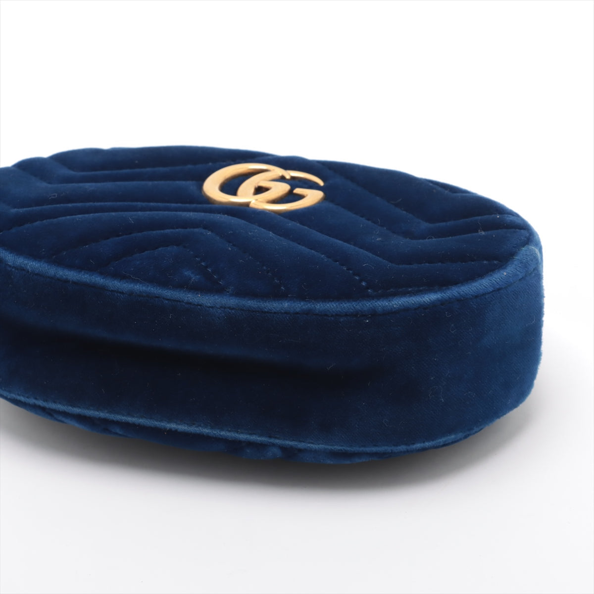 Bolt Boutique Gucci GG Marmont Velvet &amp; Leather Waist Bag Blue 476434  #2614 — lifestyle context