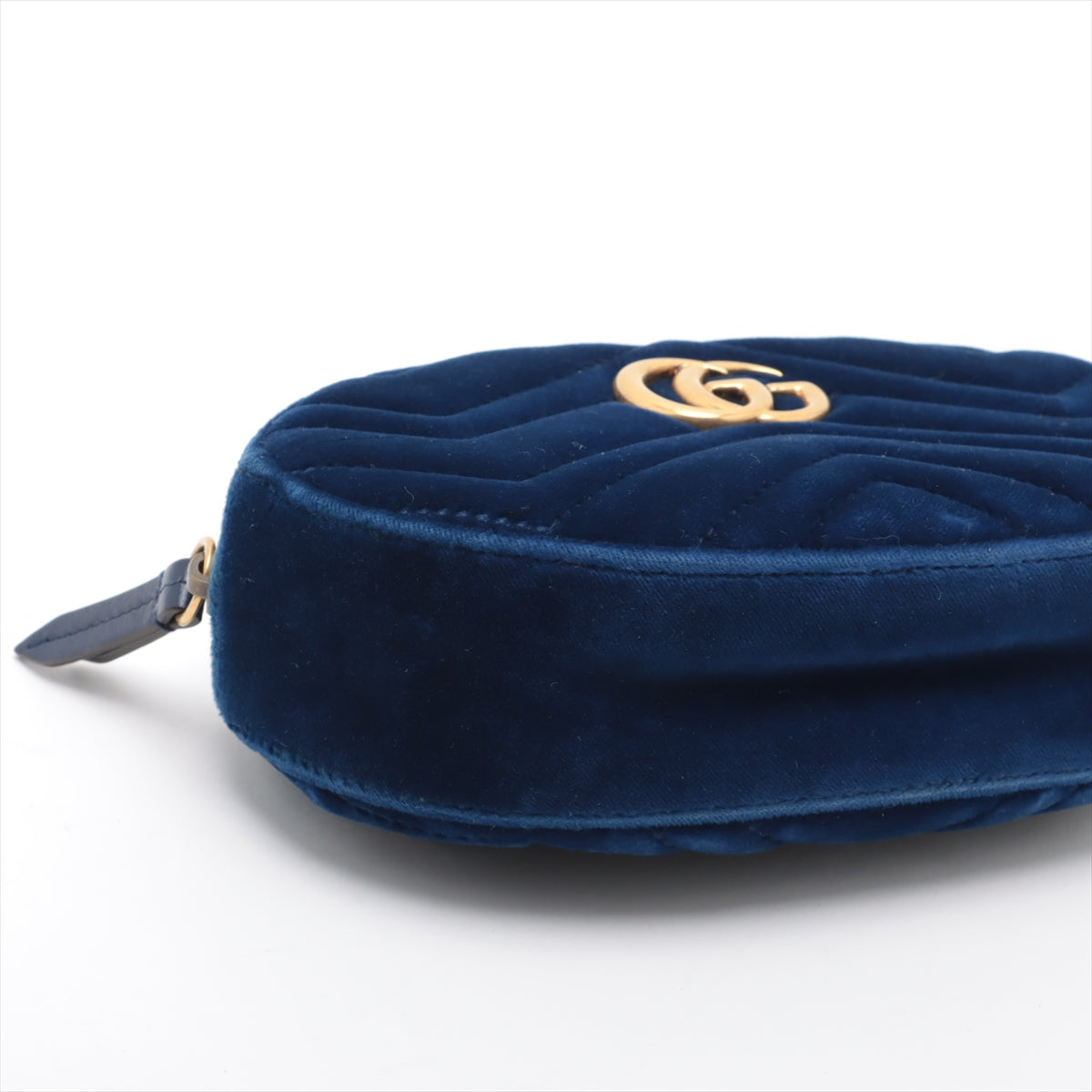 Bolt Boutique Gucci GG Marmont Velvet &amp; Leather Waist Bag Blue 476434  #2614 — side view
