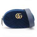 Bolt Boutique Gucci GG Marmont Velvet &amp; Leather Waist Bag Blue 476434  #2614 — main product shot