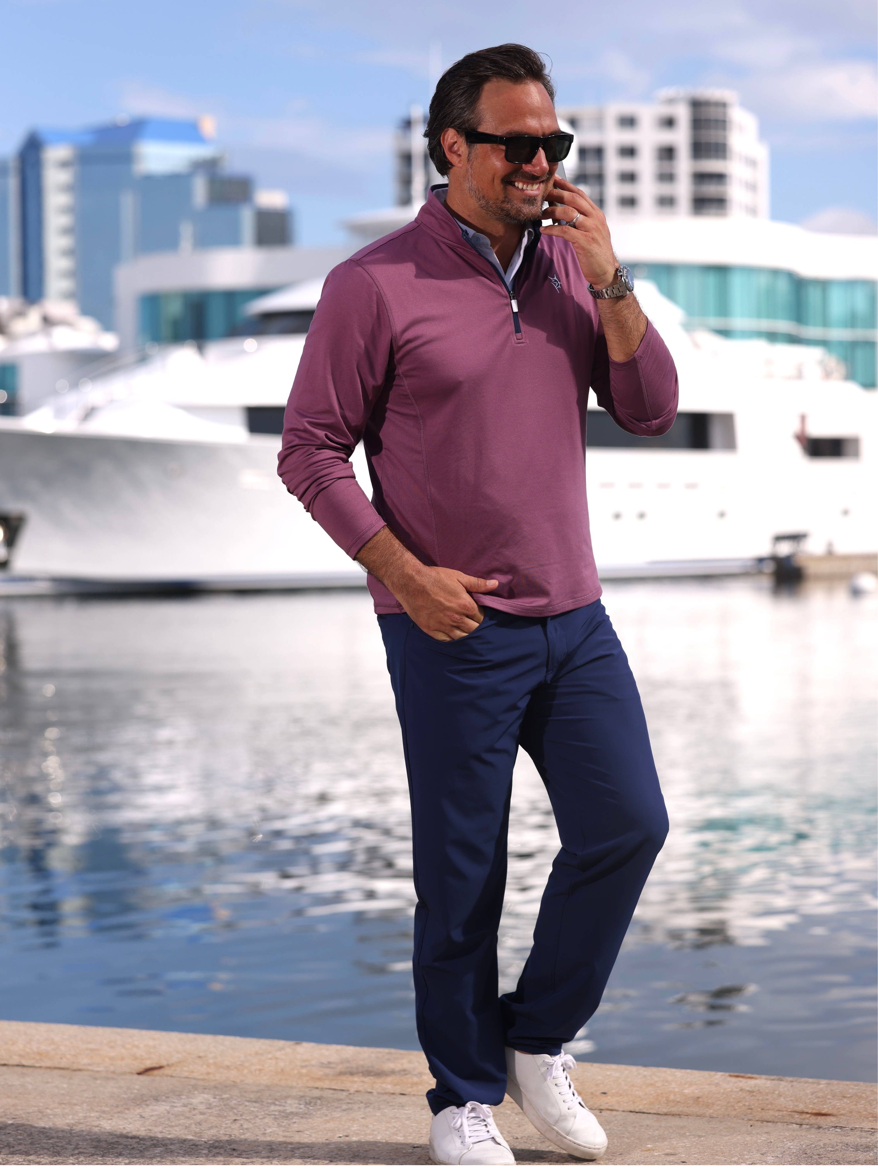 Montauk Quarter Zip Midweight Comfort – White Water Life, view 2