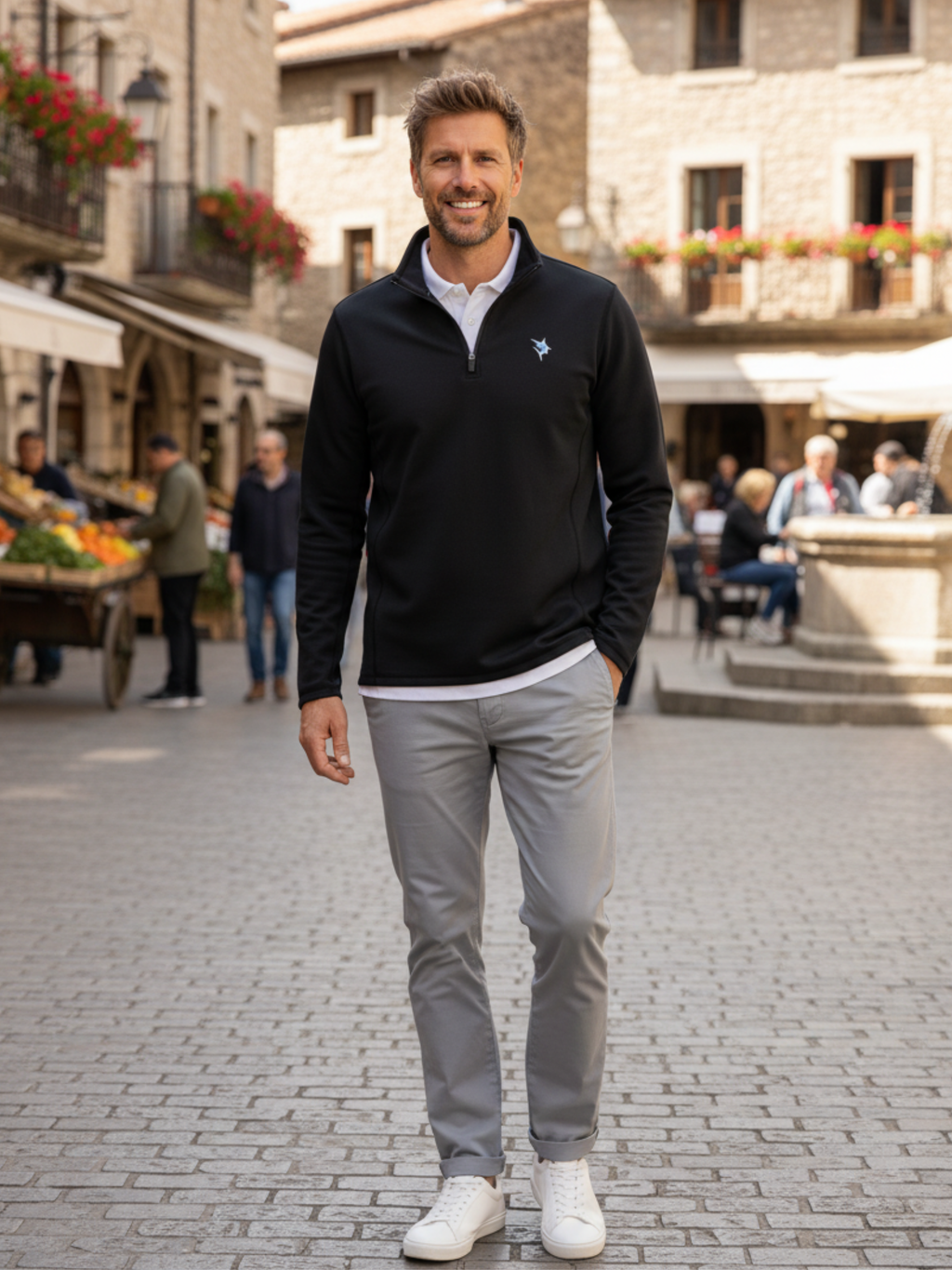 Montauk Quarter Zip Midweight Comfort – White Water Life, view 2