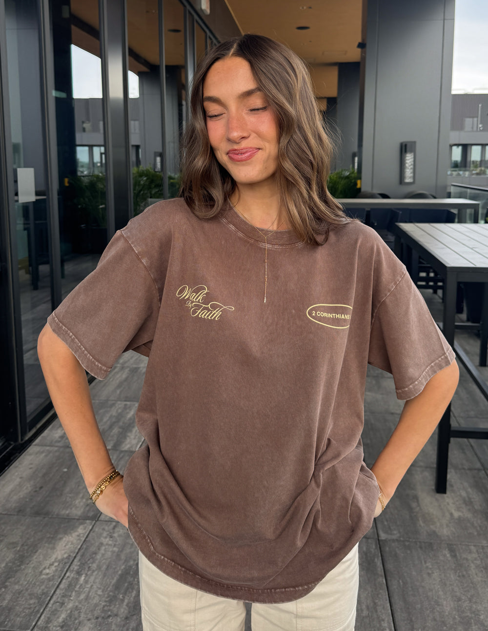 Elevated Faith Walk by Faith Unisex Tee — Elevated Faith branding close-up