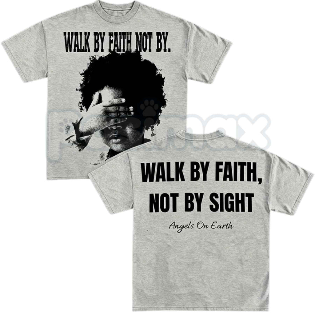 Walk By Faith Not By Sight T-Shirt – Christian Inspirational Cross Graphic Tee, Religious Faith-Based Unisex Cotton Shirt