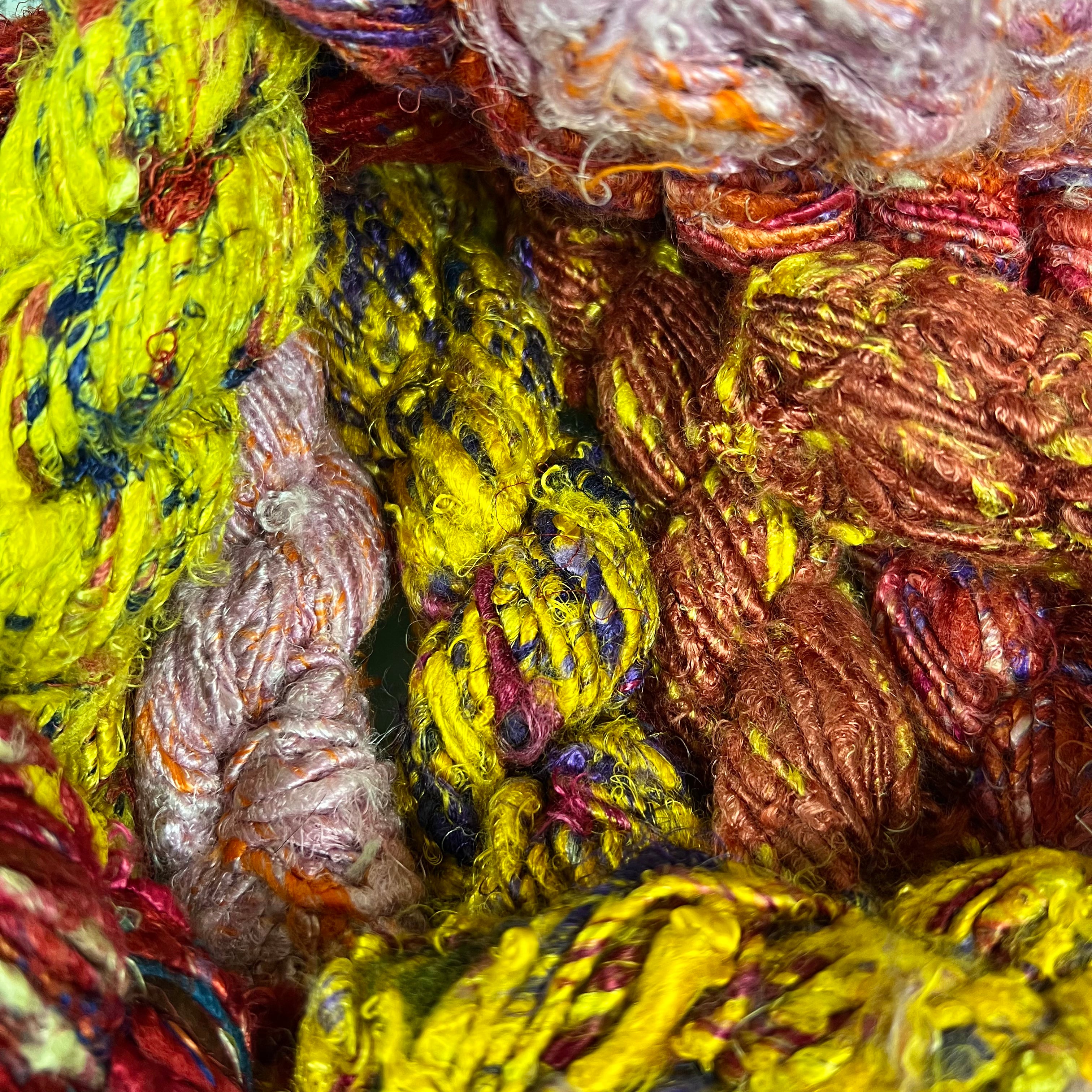 Darn Good Yarn Darn Good Yarn Mystery Hank of Banana Fiber Yarn — Darn Good Yarn branding close-up
