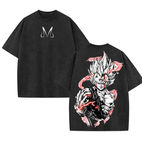 Warrior Power Vintage Washed T-Shirt – DBZ Inspired Anime Graphic Tee, Saiyan Streetwear