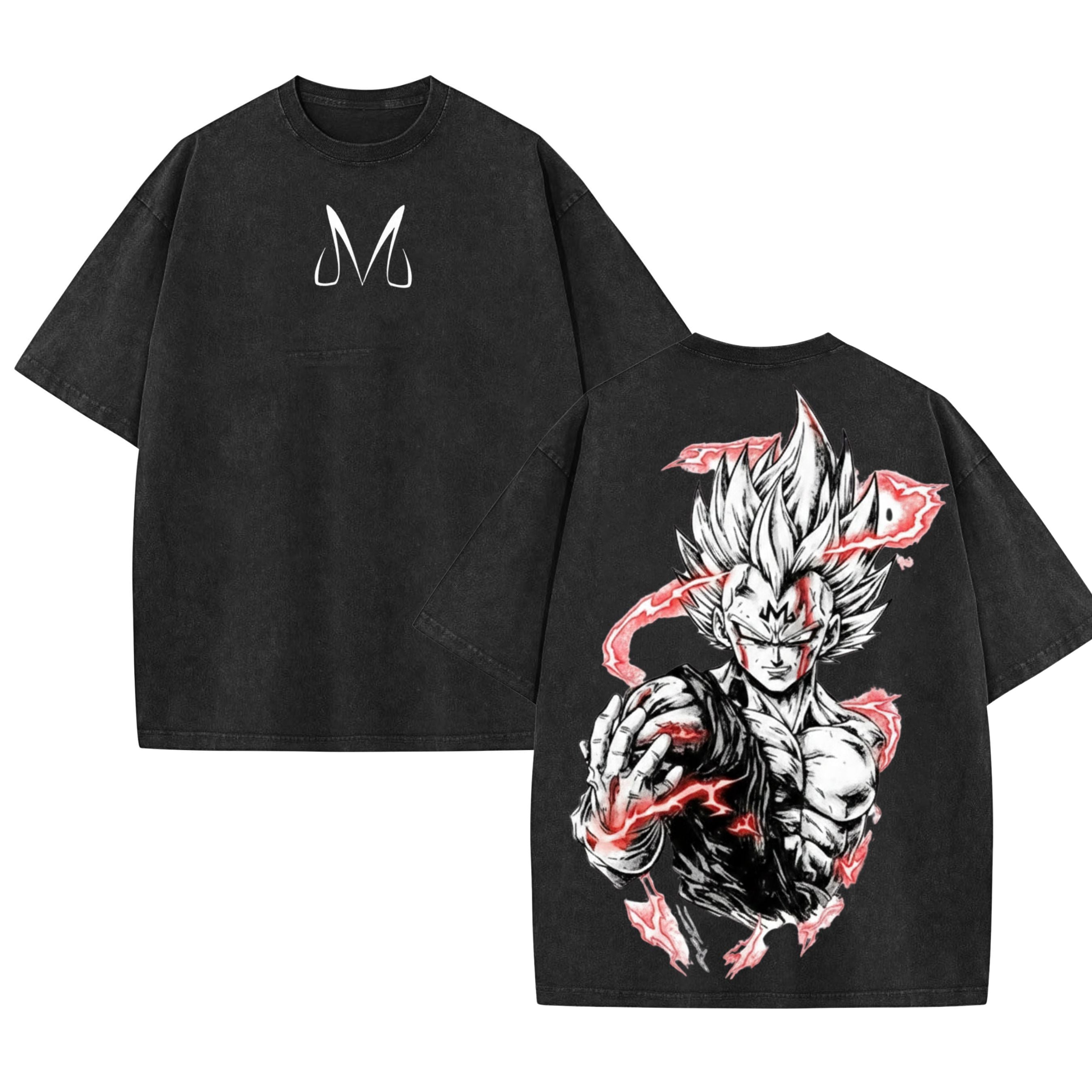 Pasimax Warrior Power Vintage Washed T-Shirt – DBZ Inspired Anime Graphic Tee, Saiyan Streetwear — main product shot