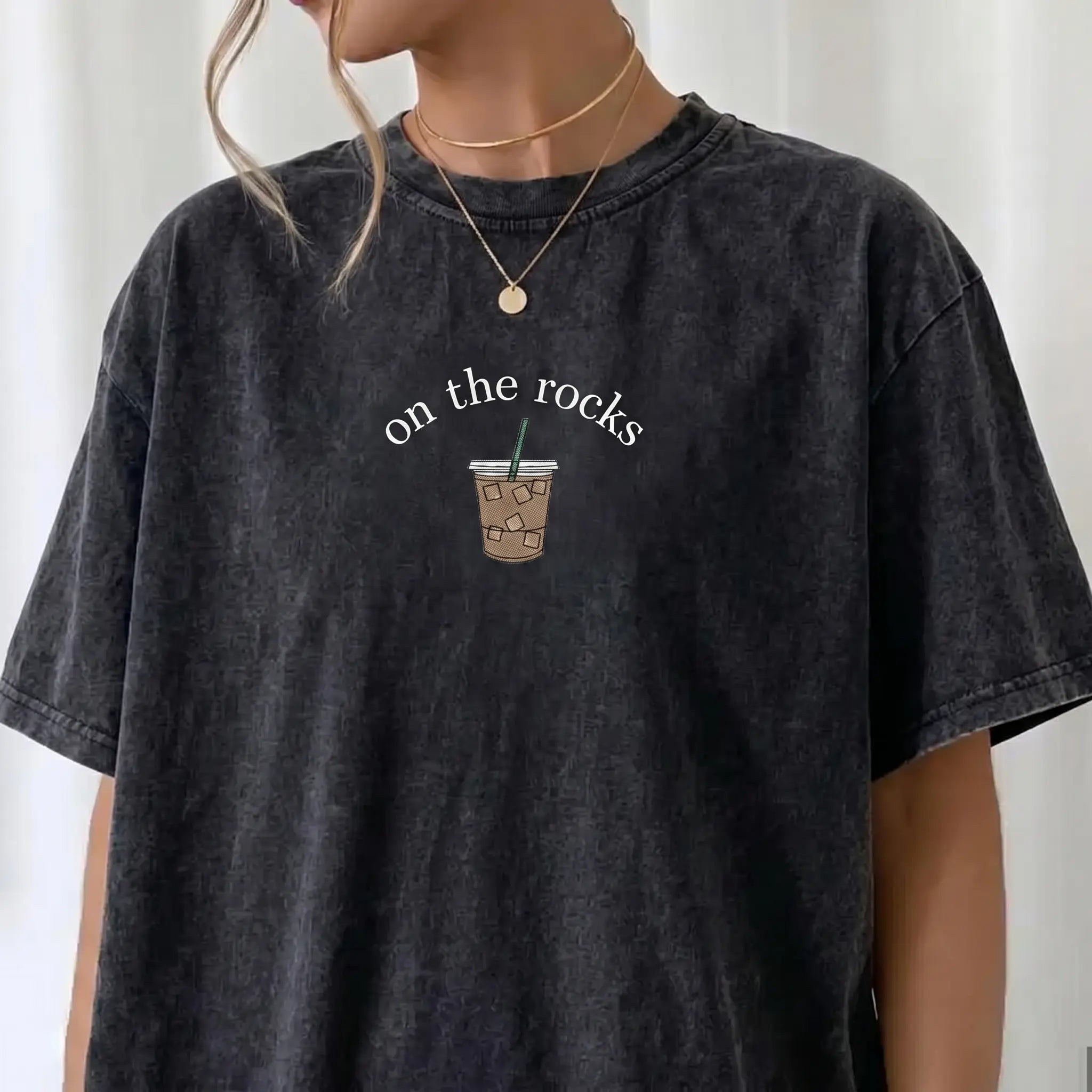 Washed Cotton Coffee T-Shirt – Vintage Graphic Caffeine Tee, Retro Lightweight Coffee Lover Shirt, Distressed Aesthetic Barista Streetwear
