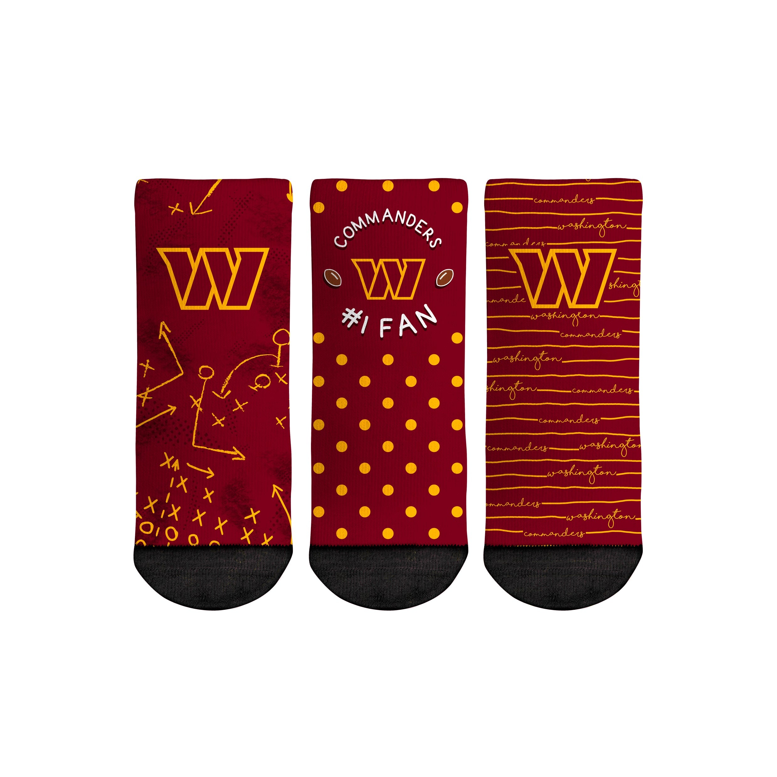 Rock 'Em Socks Washington Commanders - Number 1 Fan 3-Pack (Toddler) — main product shot