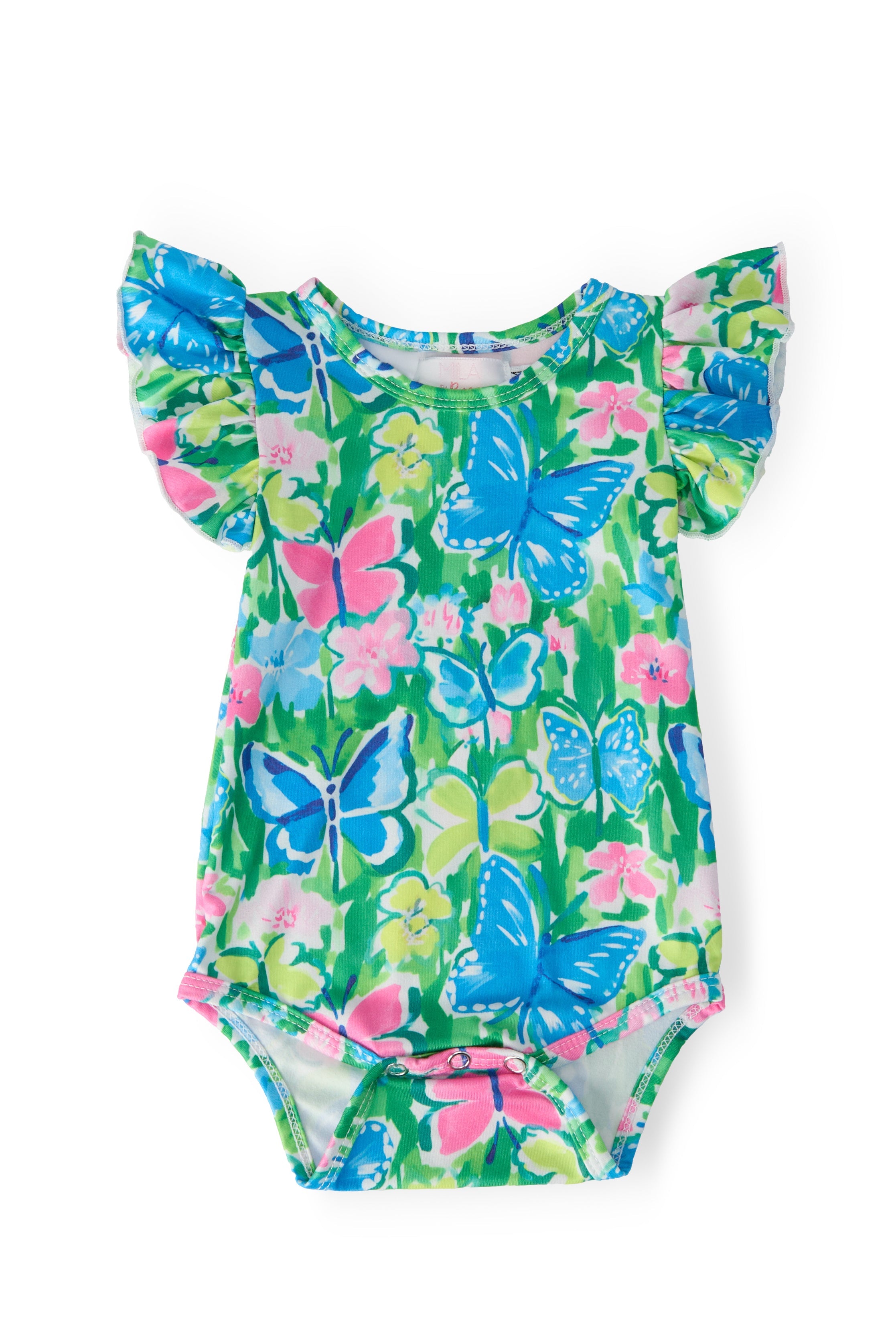 Mila & Rose ® Watercolor Butterflies S/S Flutter Bodysuit — main product shot