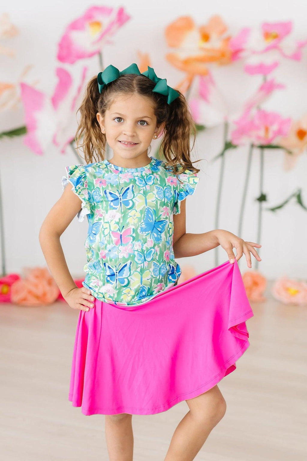 Mila & Rose ® Watercolor Butterflies S/S Ruffle Tee — alternative angle