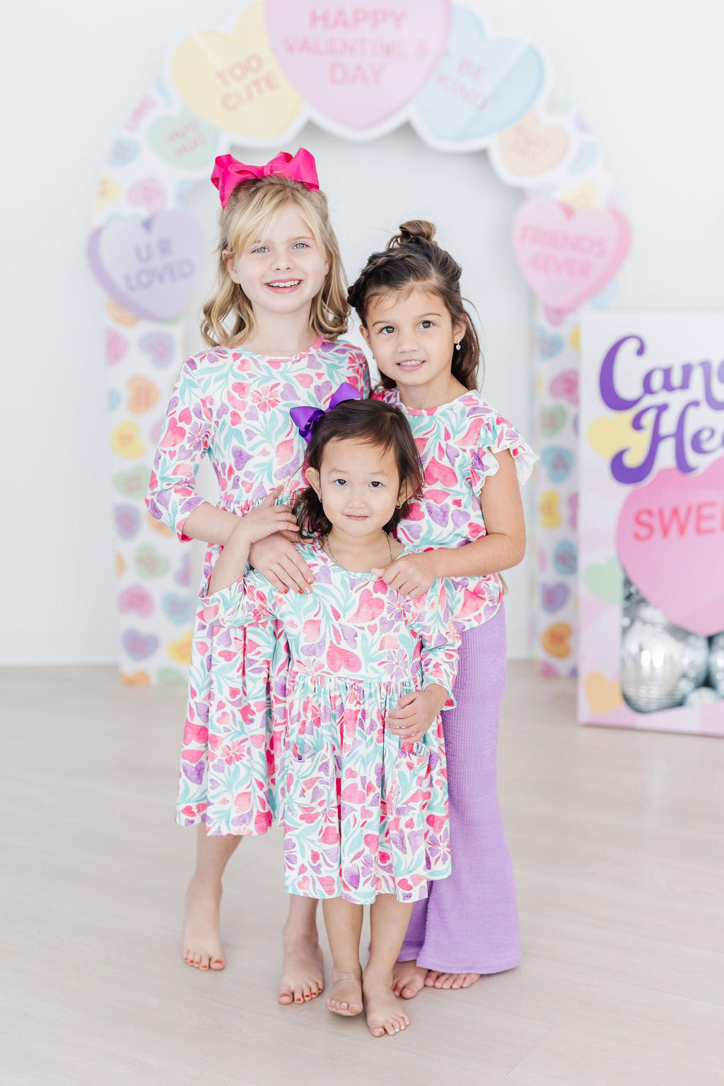 Mila & Rose ® Watercolor Hearts S/S Ruffle Tee — side view