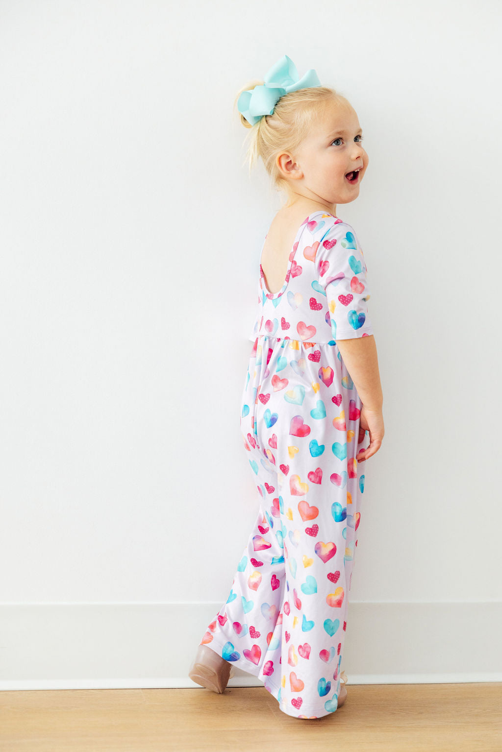 Mila & Rose ® Watercolor Kisses Wide Leg Jumpsuit — side view